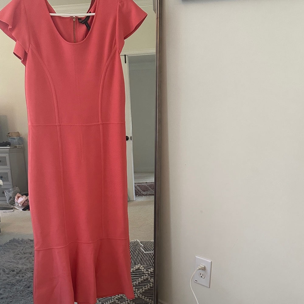 BCBG Vibrant Coral Midi Dress